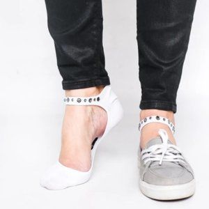 WHITE Hidey Socks with Swarovski Crystals